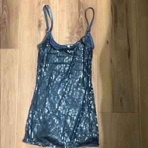 Sequin Blue Sleeveless Top
